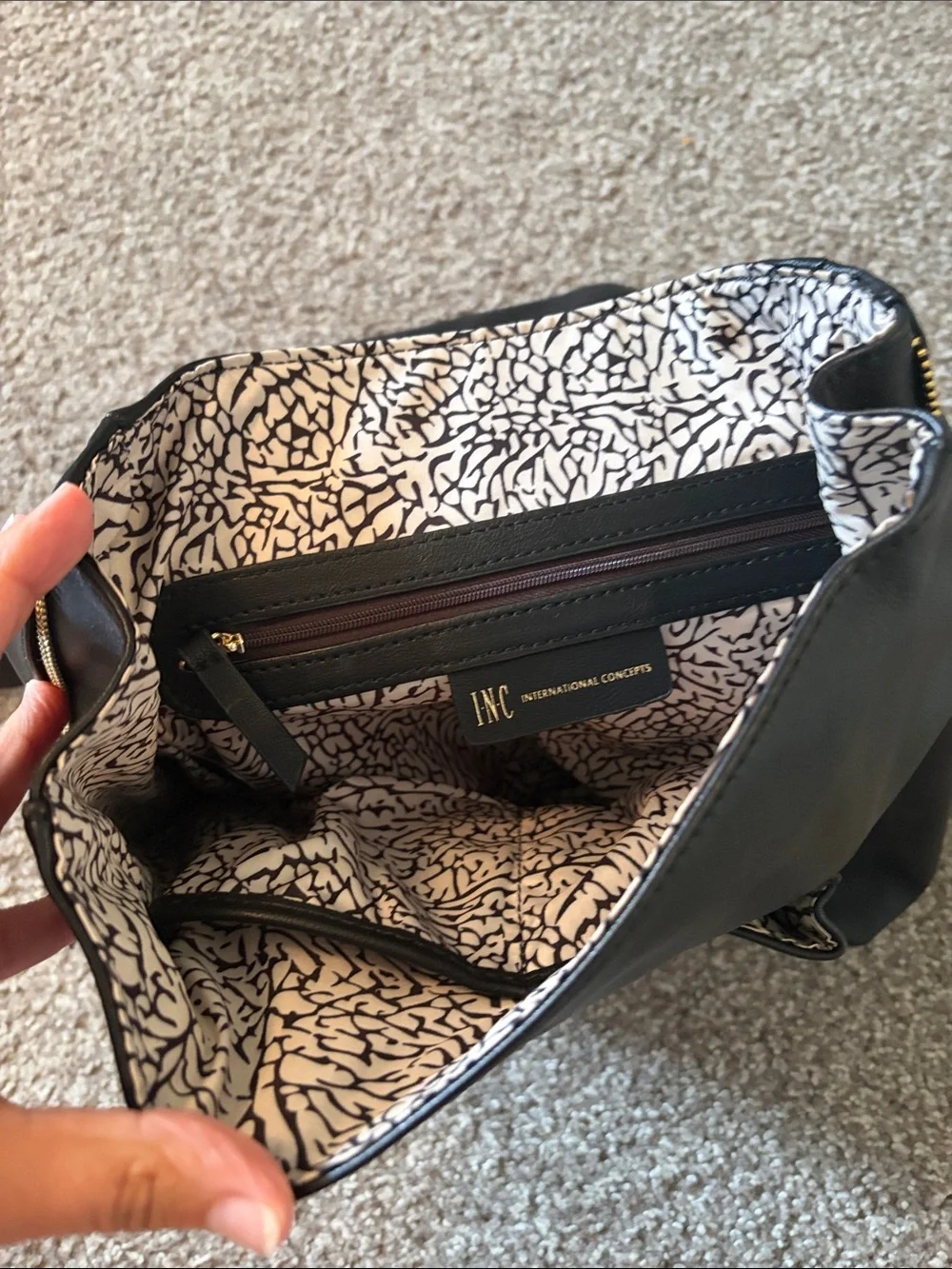 INC Black Faux Leather Backpack Purse
